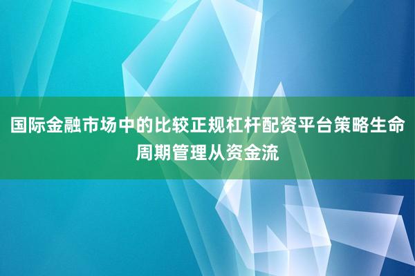 国际金融市场中的比较正规杠杆配资平台策略生命周期管理从资金流